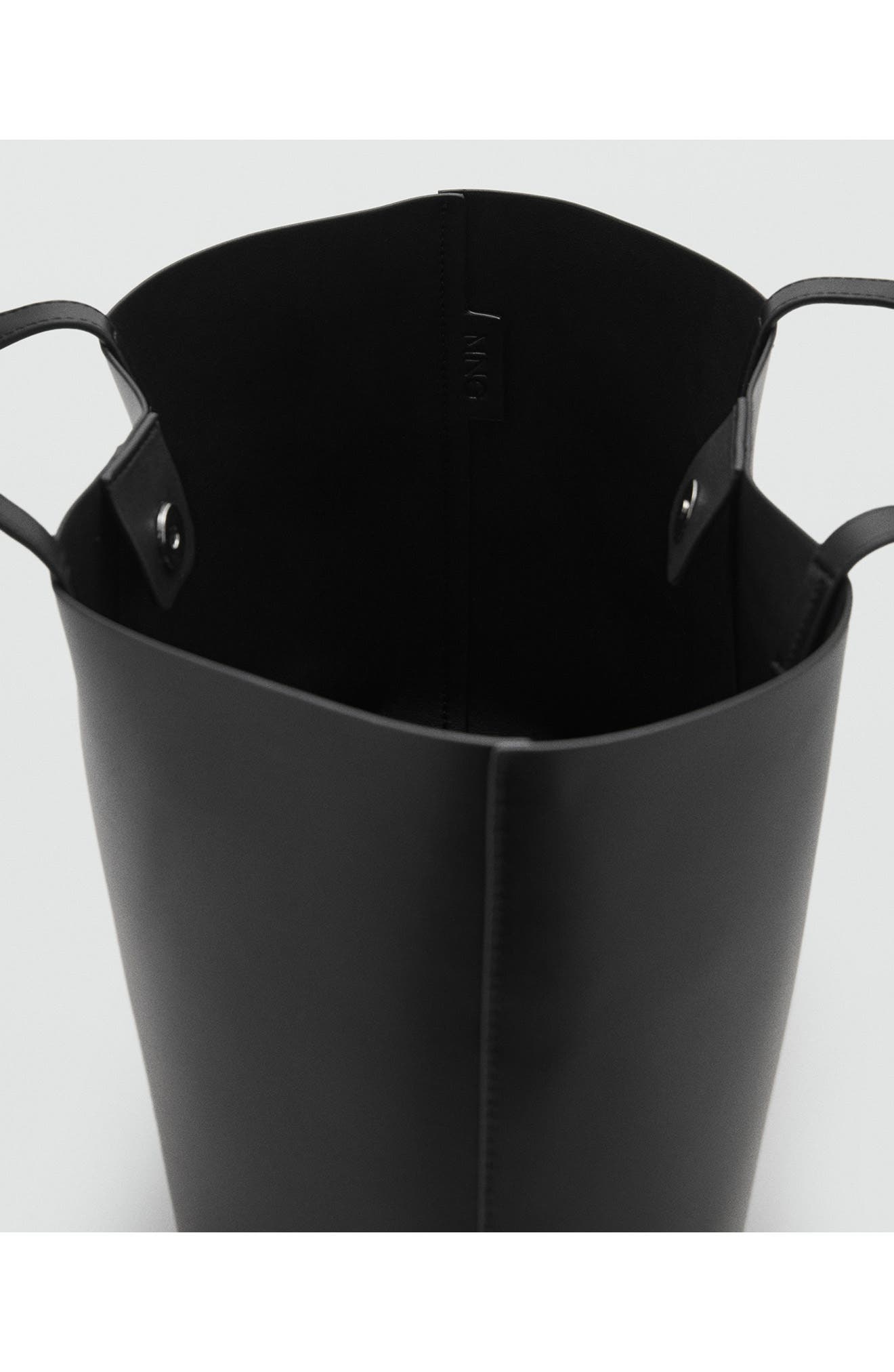 MANGO Faux Leather Shopper Tote, Alternate, color, Black