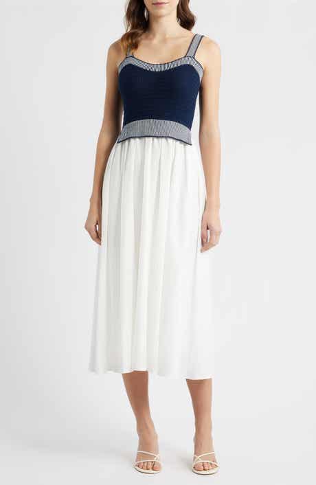 Crochet Top Mixed Media Midi Dress