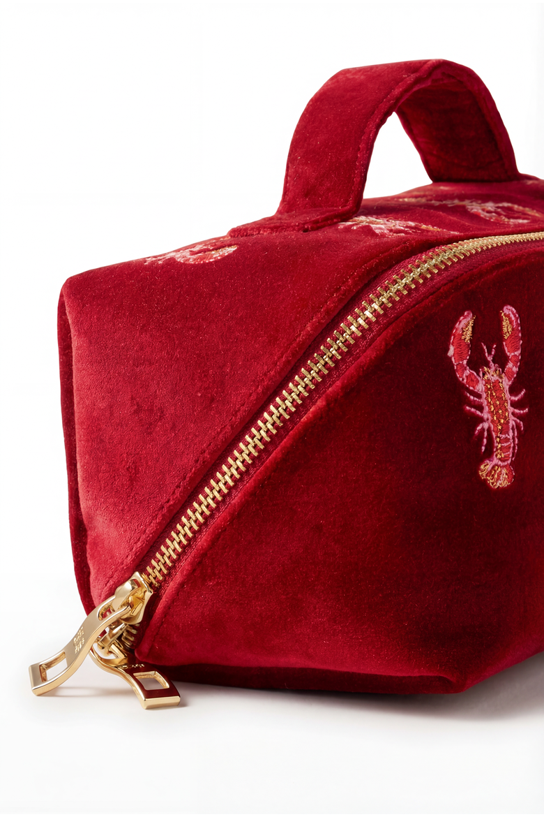 Lobster Open Flat Makeup Bag, Alternate, color, Red