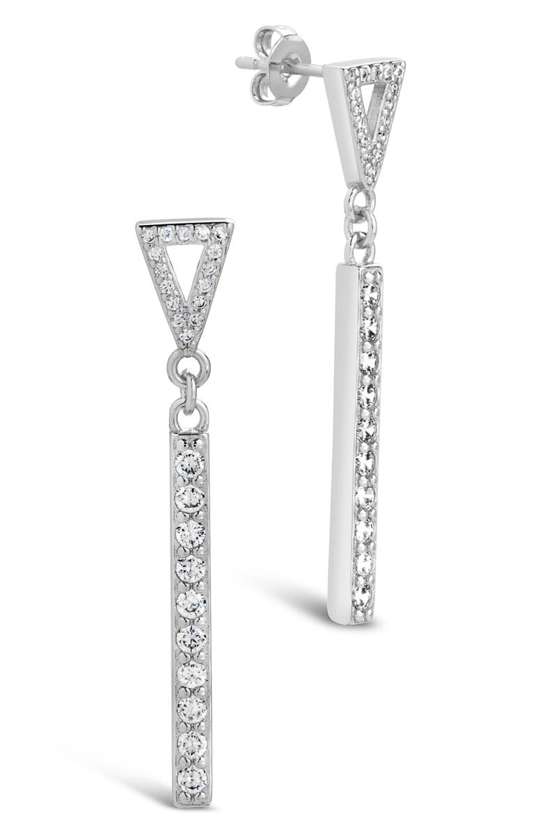 Sterling Forever Kiki Cubic Zirconia Linear Drop Earrings, Main, color, Silver