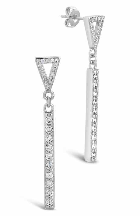 Sterling Forever Kiki Cubic Zirconia Linear Drop Earrings
