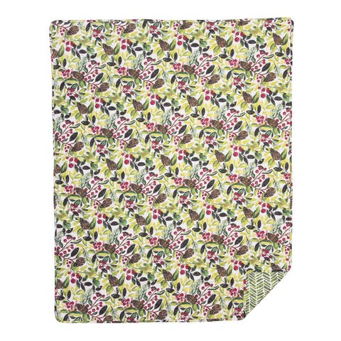 Tyson Pinecones & Berries Watercolor Pattern 100% Cotton Accent Throw Blanket 48" x 60"