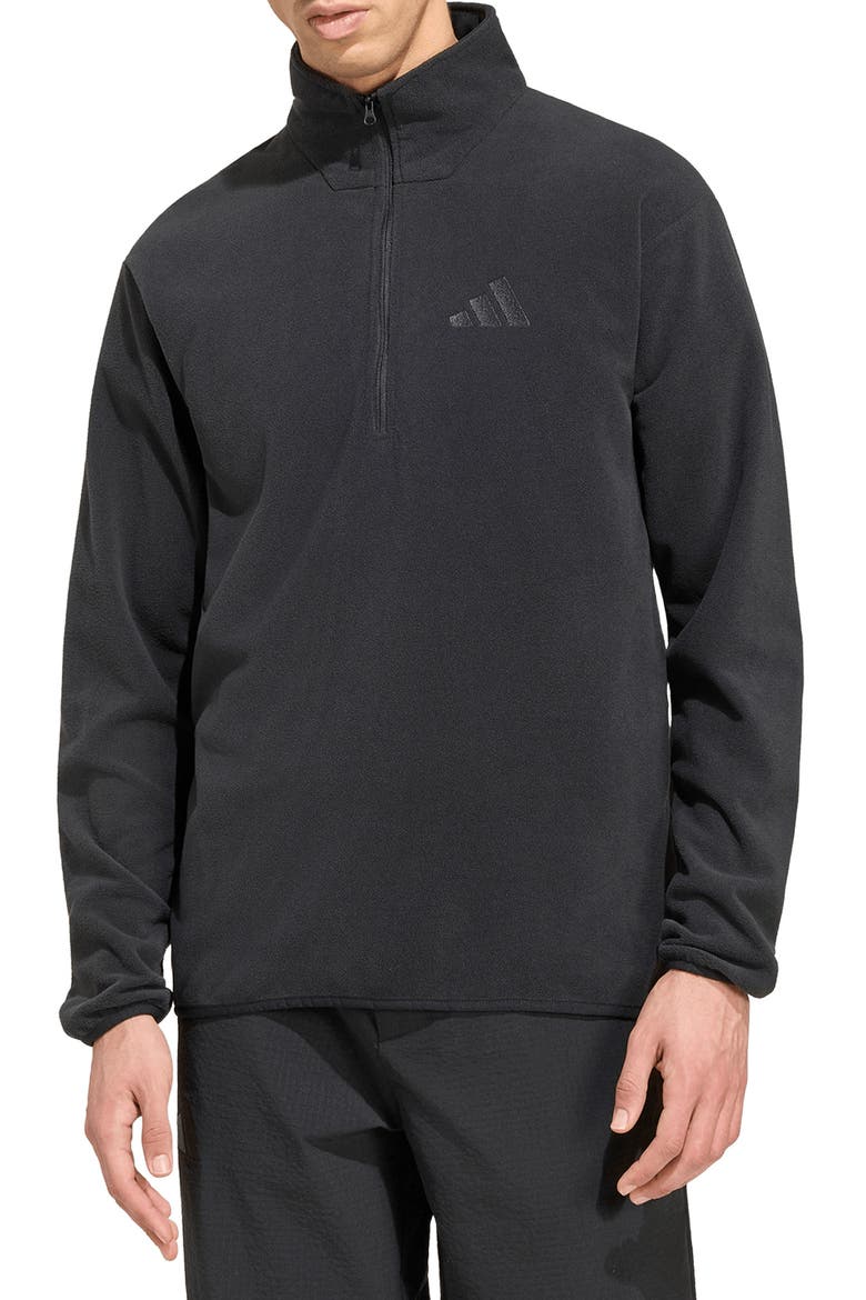 Essentials Quarter Zip Polar Fleece Pullover, Main, color, BLACK