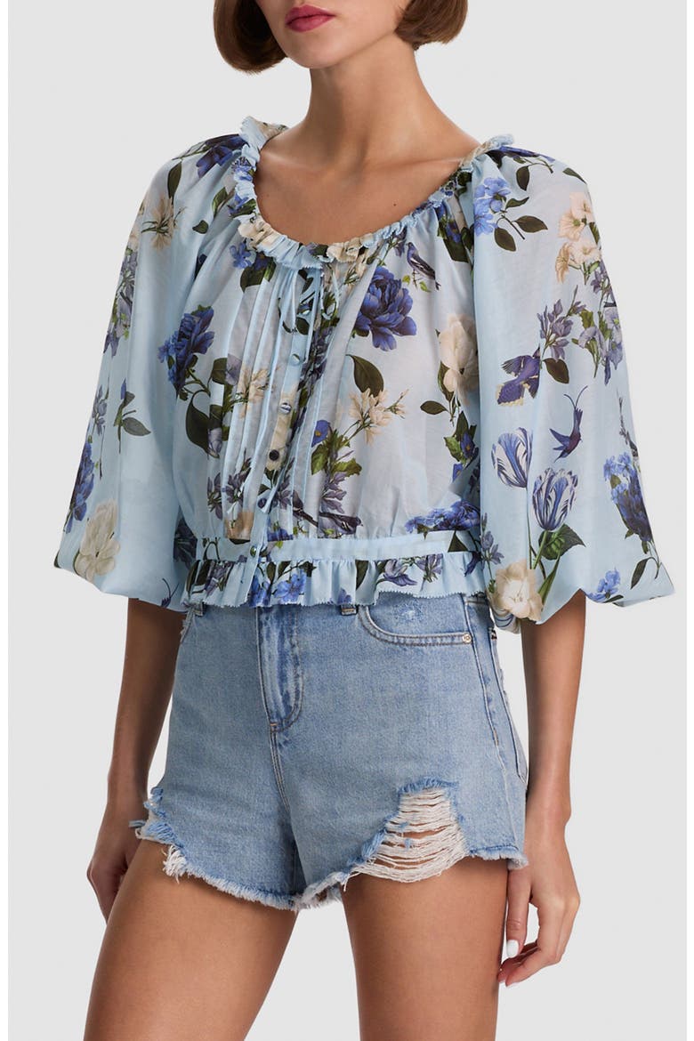 Mclaine Floral Crop Button-Up Shirt, Alternate, color, FLY AWAY