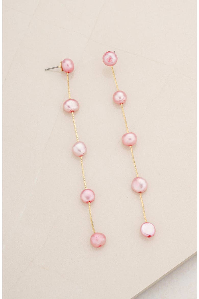 Dripping Freshwater Pearl Linear Drop Earrings, Alternate, color, PINK