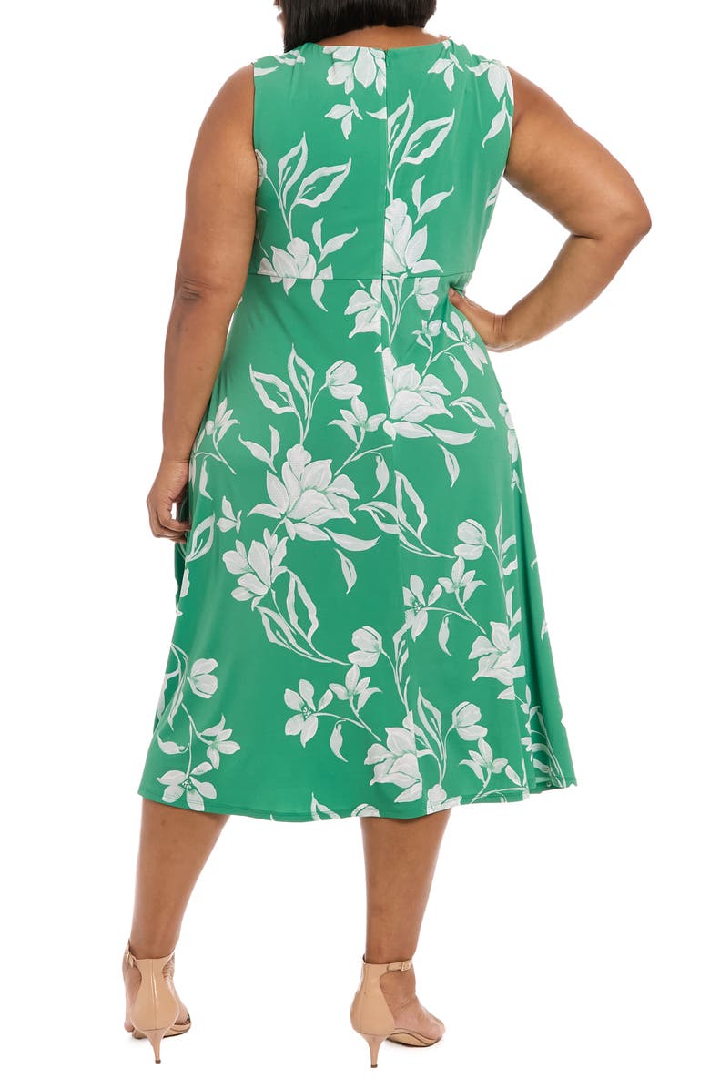 London Times Keyhole Midi Dress, Alternate, color, K Green/ Ivory