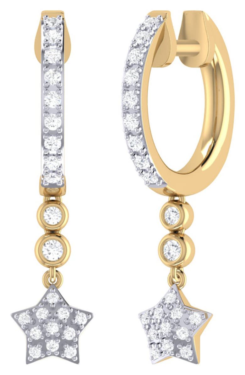 LuvMyJewelry Star Bezel Duo Hoop Earrings, Main, color, 14Kt Gold Vermeil On Sterling
