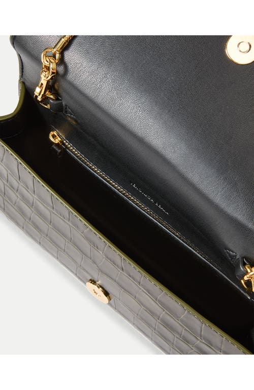 Veronica Beard Barre Croc Embossed Leather Clutch In Green