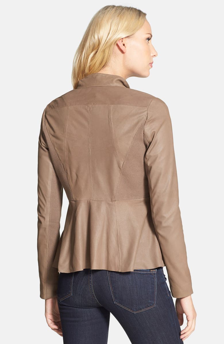 Elie Tahari 'Andreas' Draped Collar Leather Jacket, Alternate, color, 