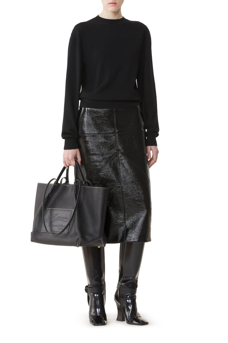 Merino Sweater With Grosgrain Detail, Main, color, Black