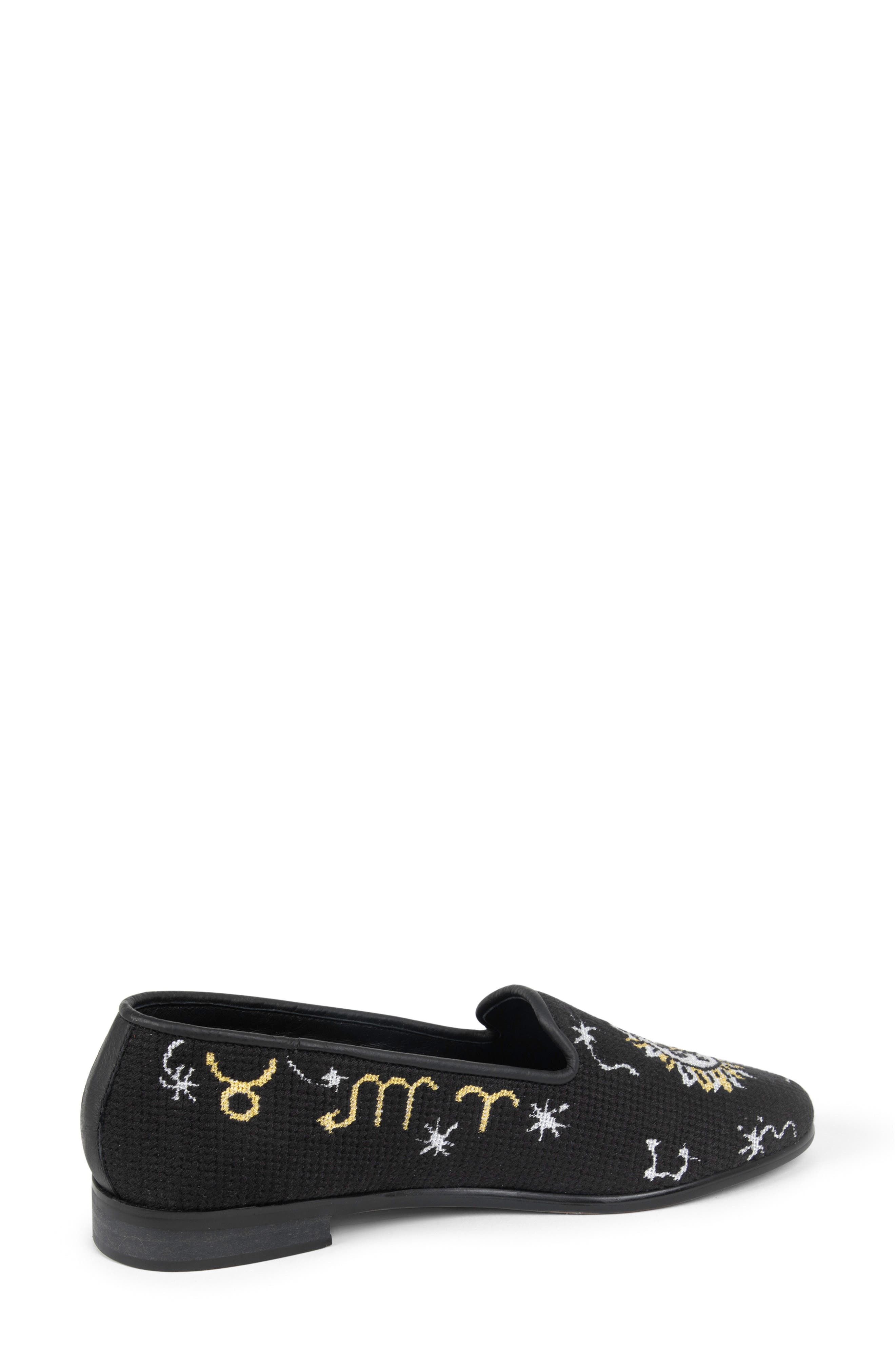 ByPaige Celestial Zodiac Needlepoint Loafer, Alternate, color, Black