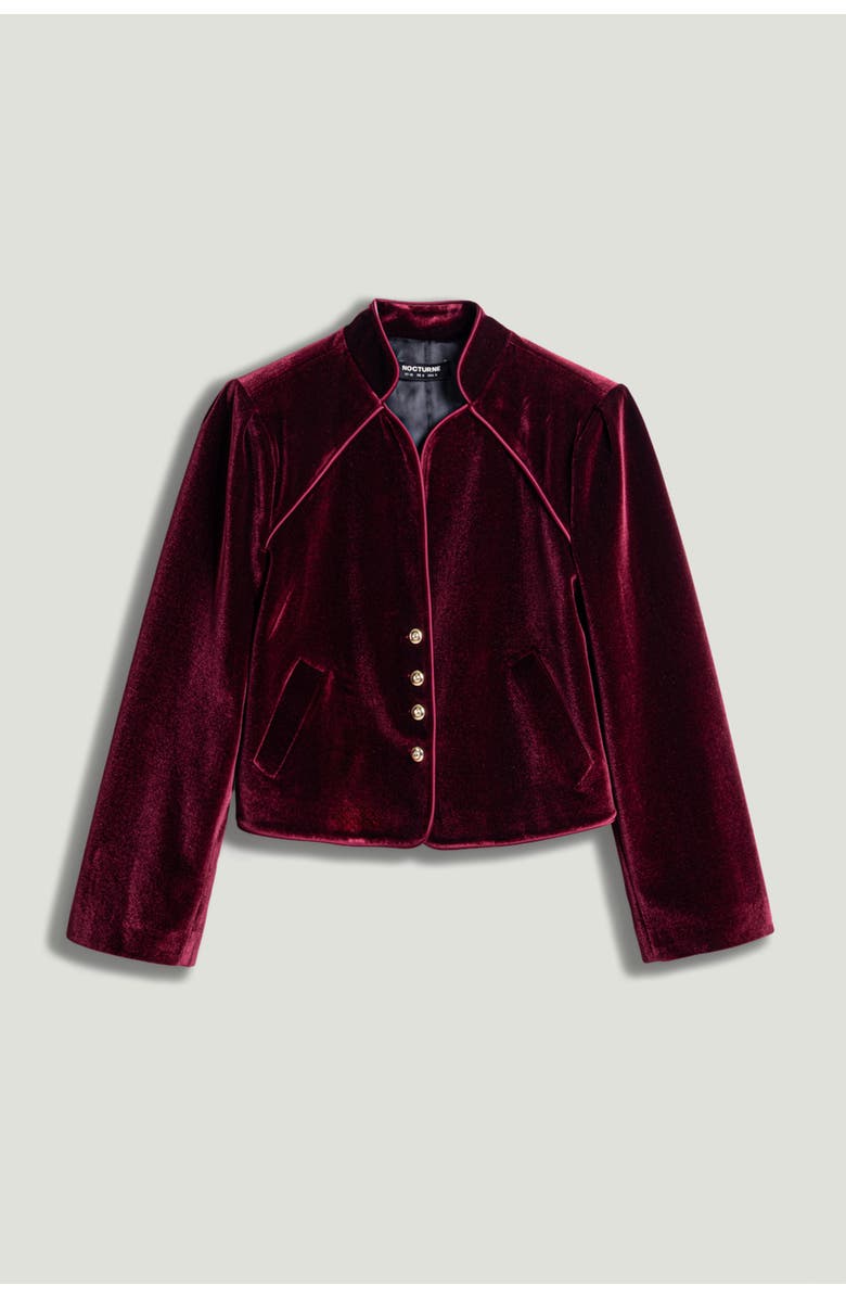 Nocturne Velvet Cropped Jacket, Alternate, color, Burgundy
