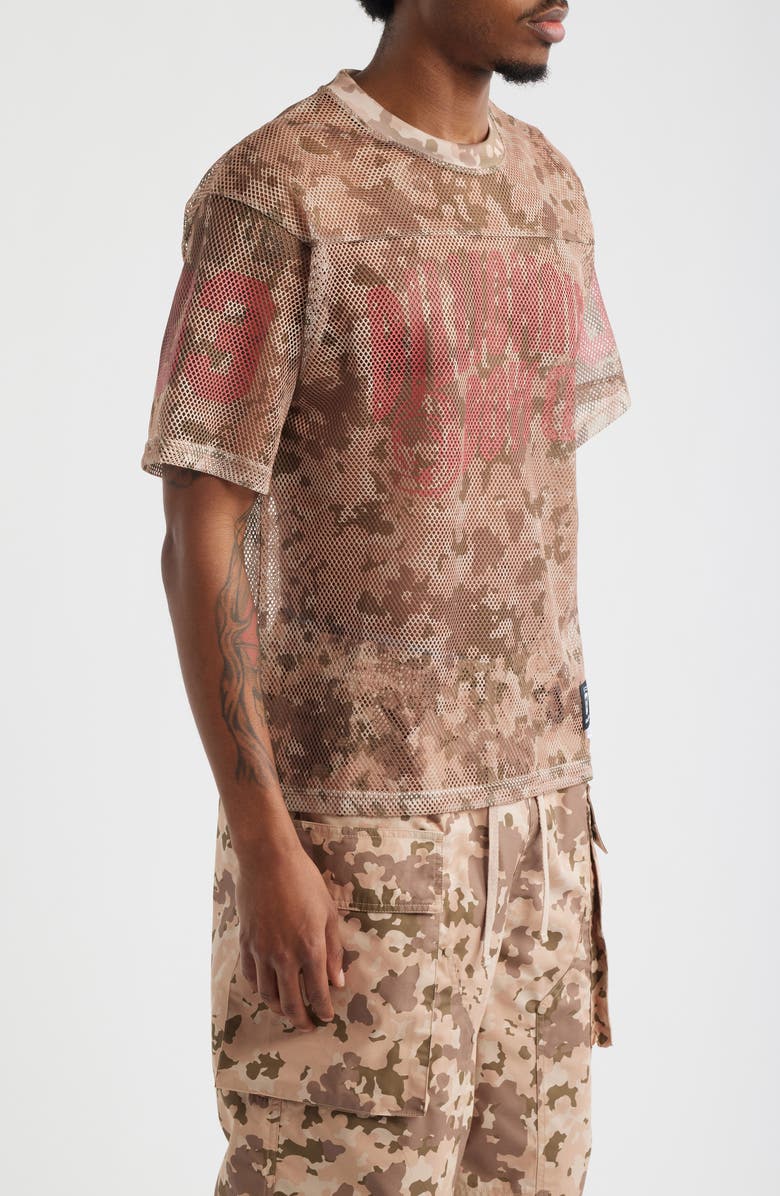 Billionaire Boys Club Varsity Logo Camo Print Mesh T-Shirt, Alternate, color, Doeskin