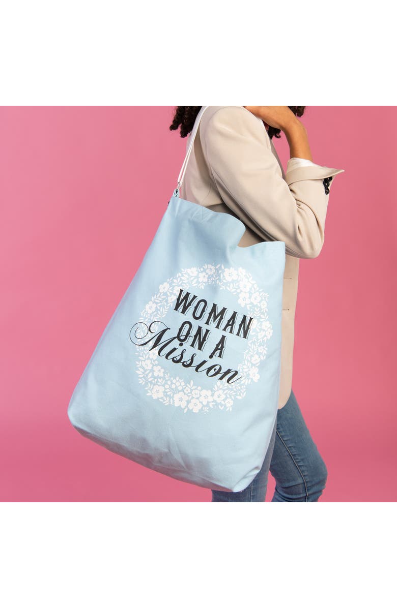 Totalee Gift Woman On A Mission Tote Cotton Blue, Alternate, color, Blue