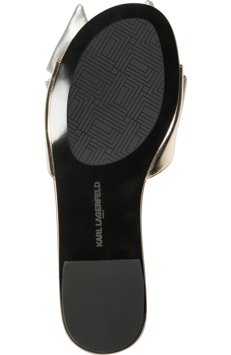 KARL LAGERFELD PARIS Ciaran Bow Slide Sandal, Alternate, color, White Gold/ Silver
