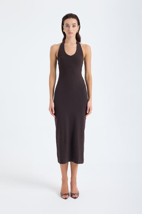 Orion Halter Cotton Midi Dress