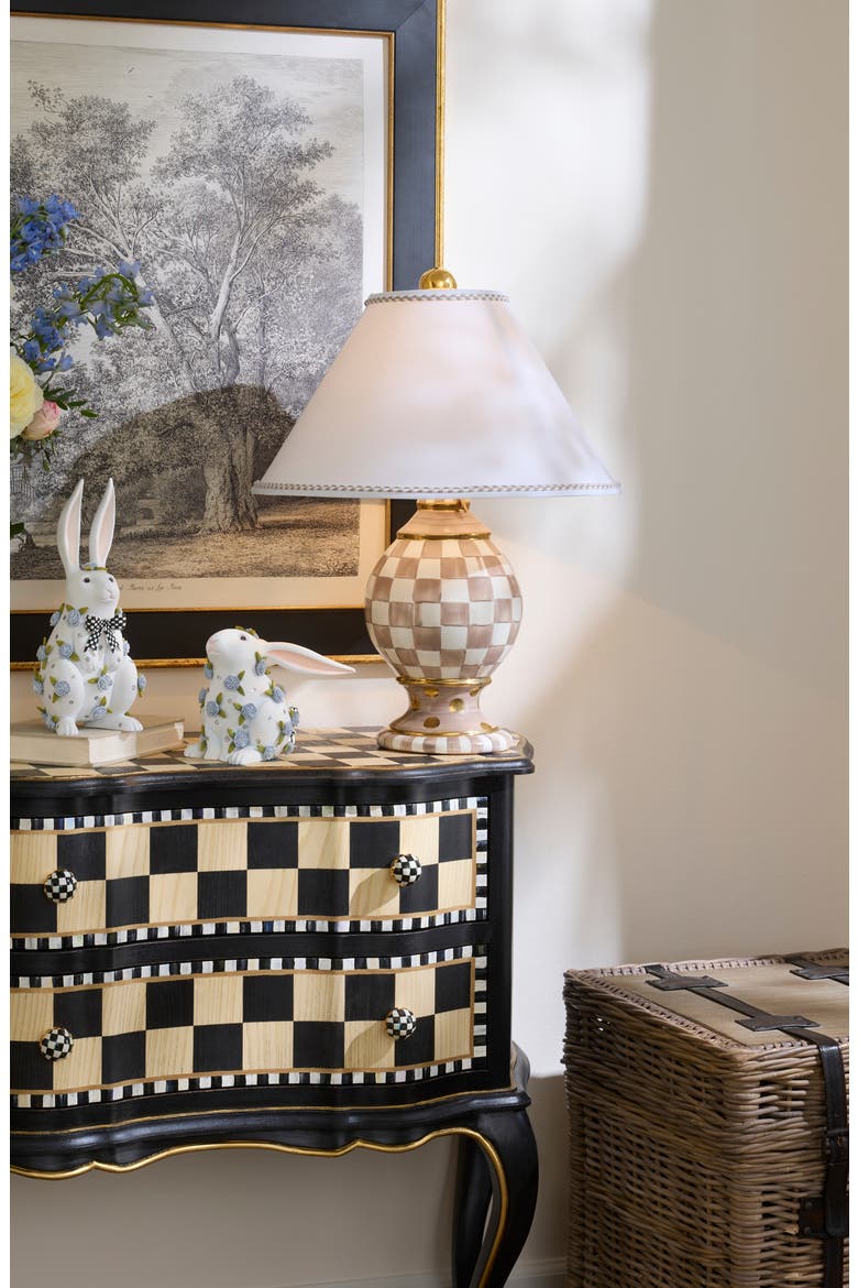 Mocha Check Globe Lamp, Alternate, color, MOCHA