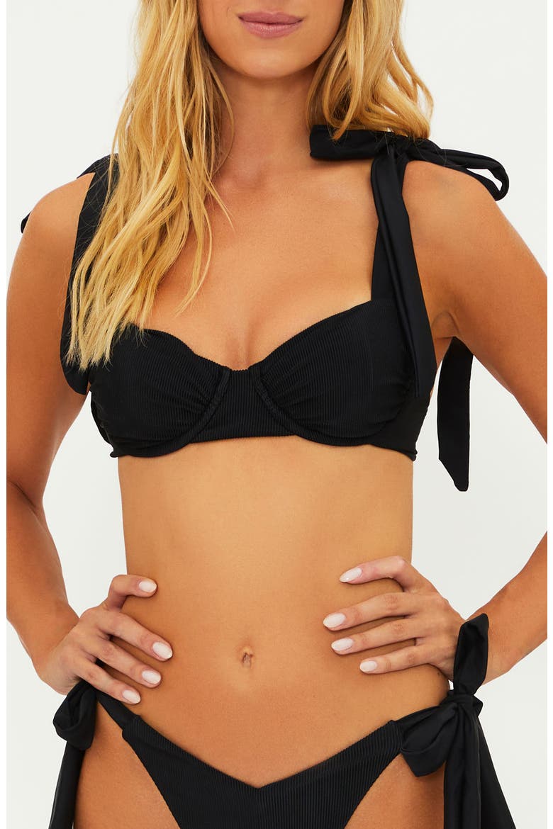 Delilah Tie Strap Swim Top, Main, color, BLACK