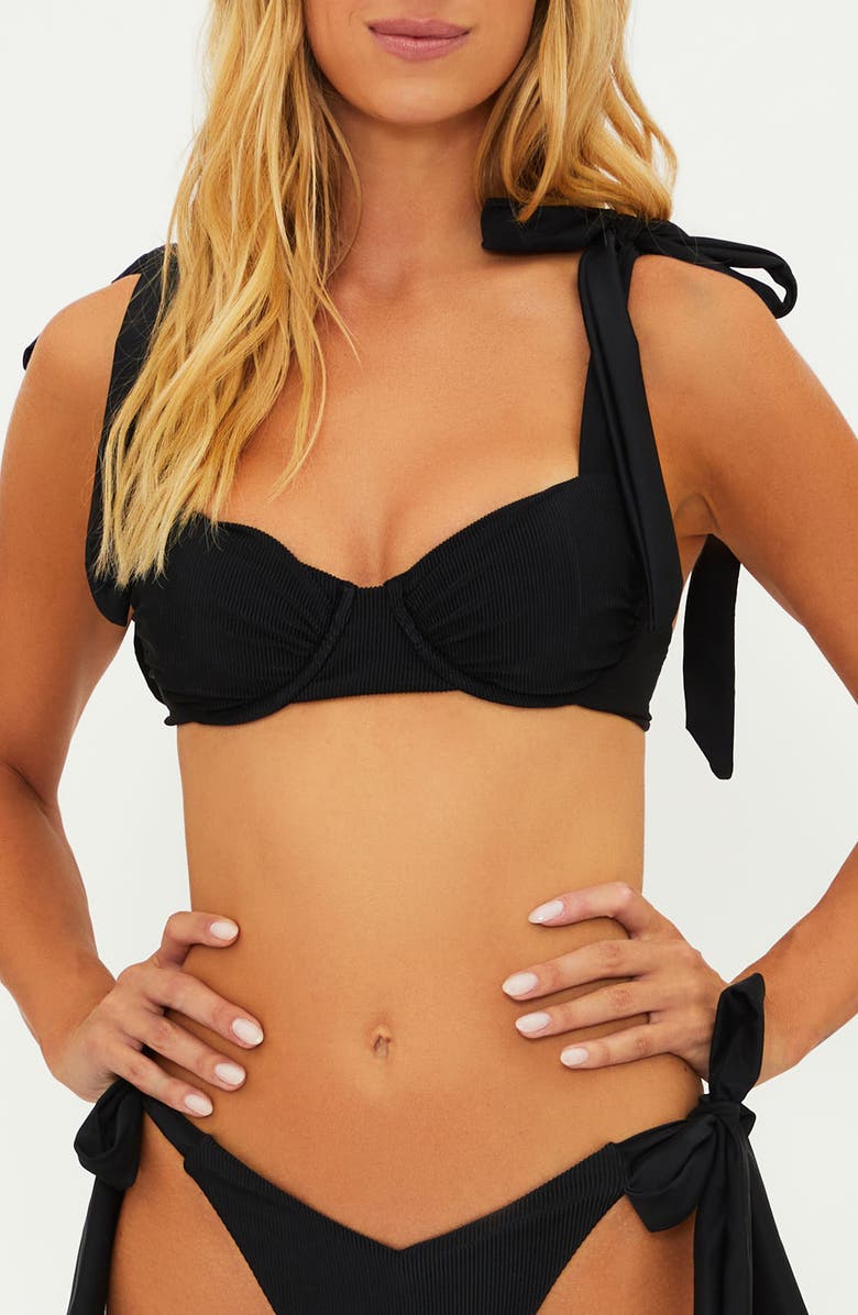 Beach Riot Delilah Tie Strap Swim Top, Main, color, Black