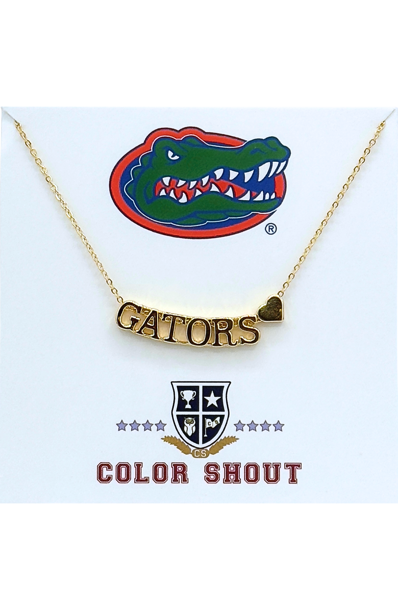 Color Shout University of Florida Gold Heart Necklace, Main, color, Yellow Gold