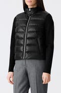 Mackage Leelo Leather & Wool Blend Hybrid Down Bomber Jacket