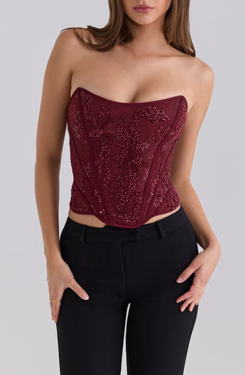 Calliope Embellished Lace Corset Top
