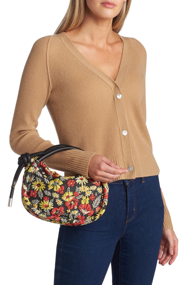 Ganni Mini Floral Knot Bag, Alternate, color,
