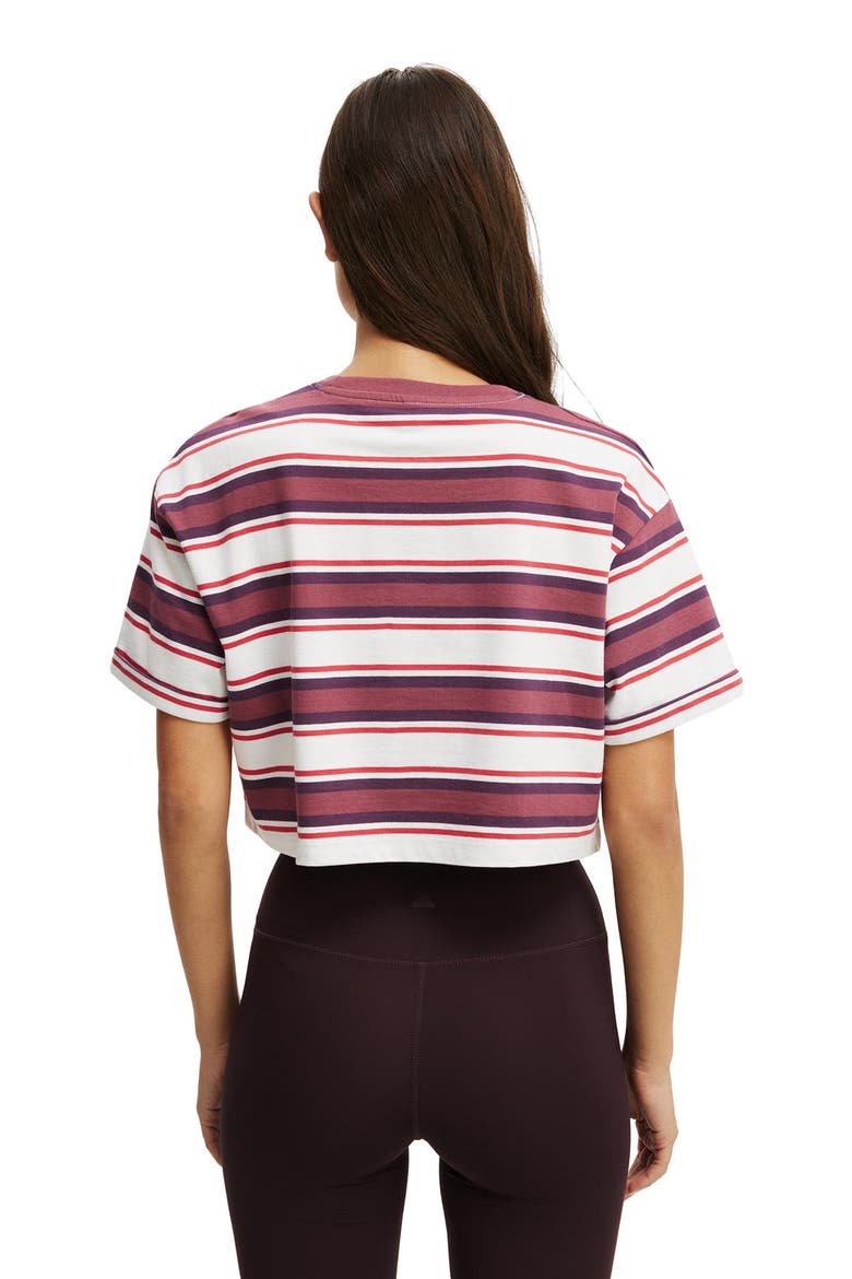 Women's Active Cropped Graphic Active Tee, Alternate, color, White Stripe