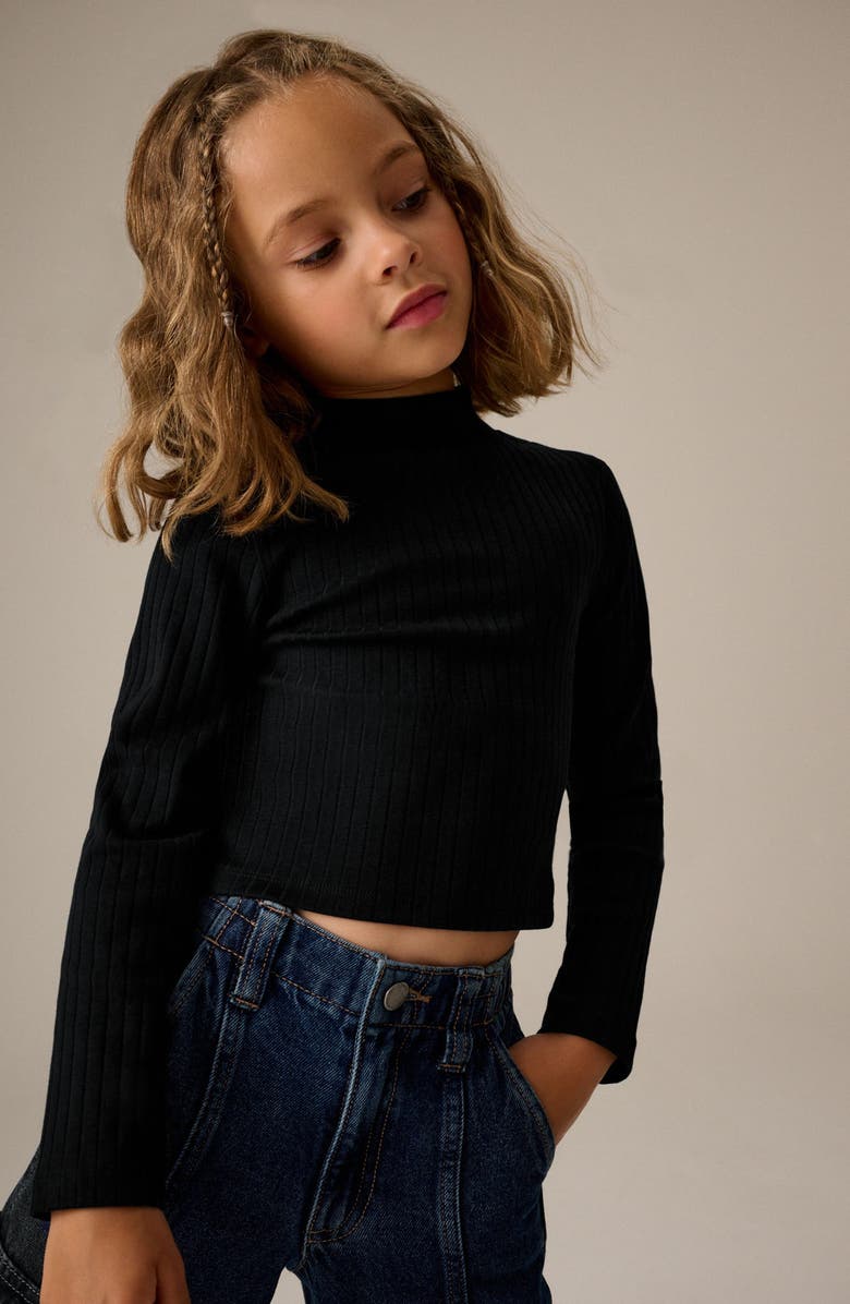 NEXT Kids' Cotton Rib Mock Neck Top, Alternate, color, 