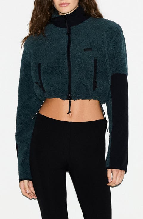 Faux Shearling Crop Jacket (Regular & Plus)