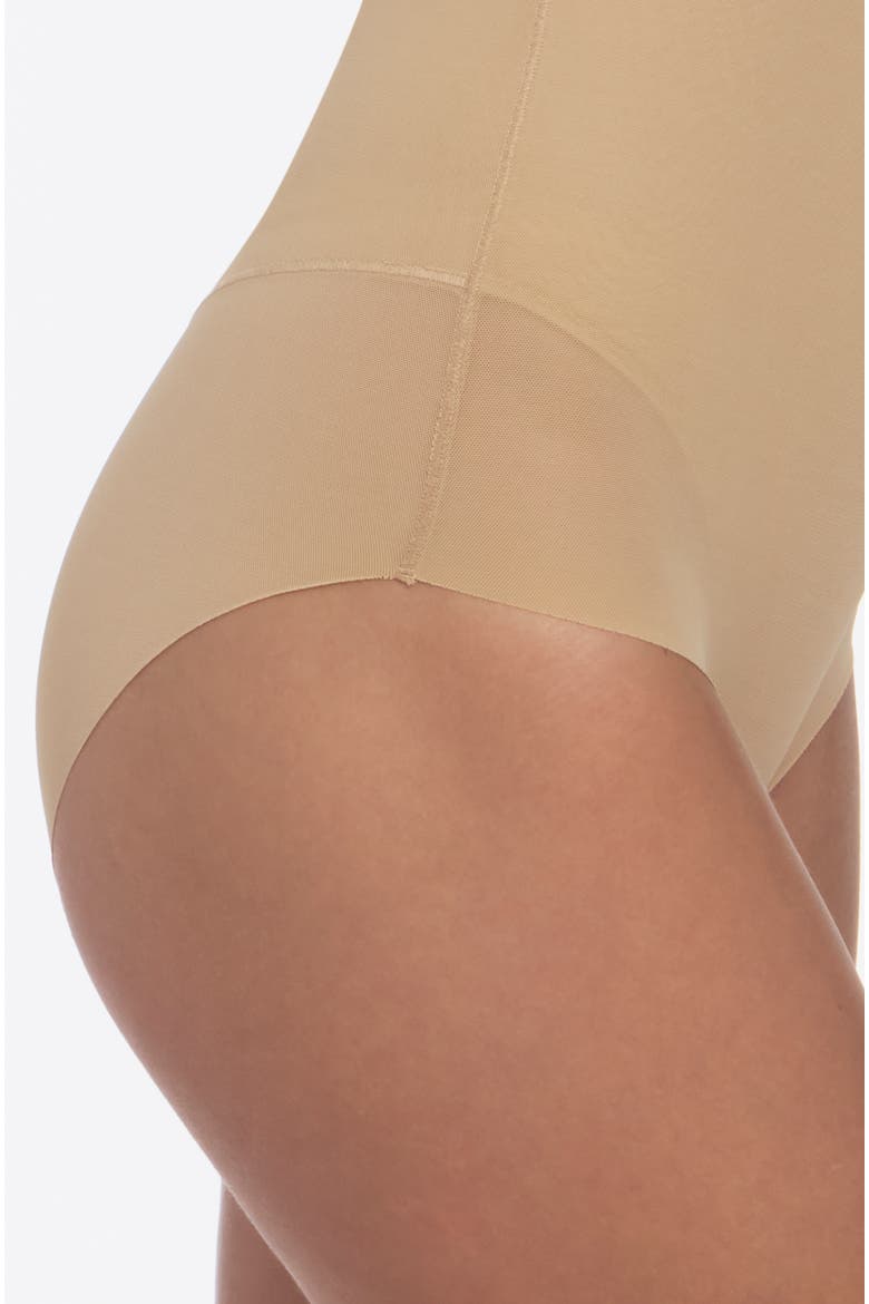 Firm Control High Waist Slimming Brief with Cotton Gusset, Alternate, color, Mocha