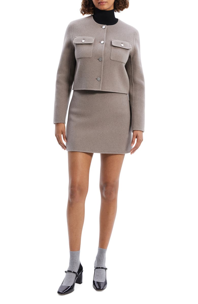 Theory Wool & Cashmere Crop Jacket, Alternate, color, Cinder Melange