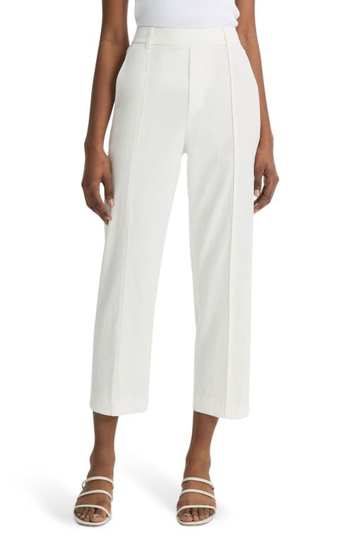 Vince Linen Blend Mid Rise Tapered Pull On Pants In Off White