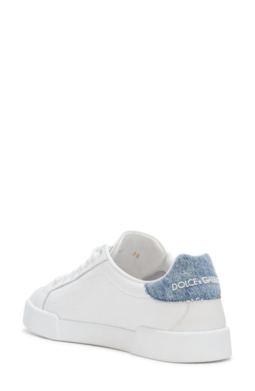 Dolce & Gabbana White Low-top Sneakers With Logo And Blue Tongue In White