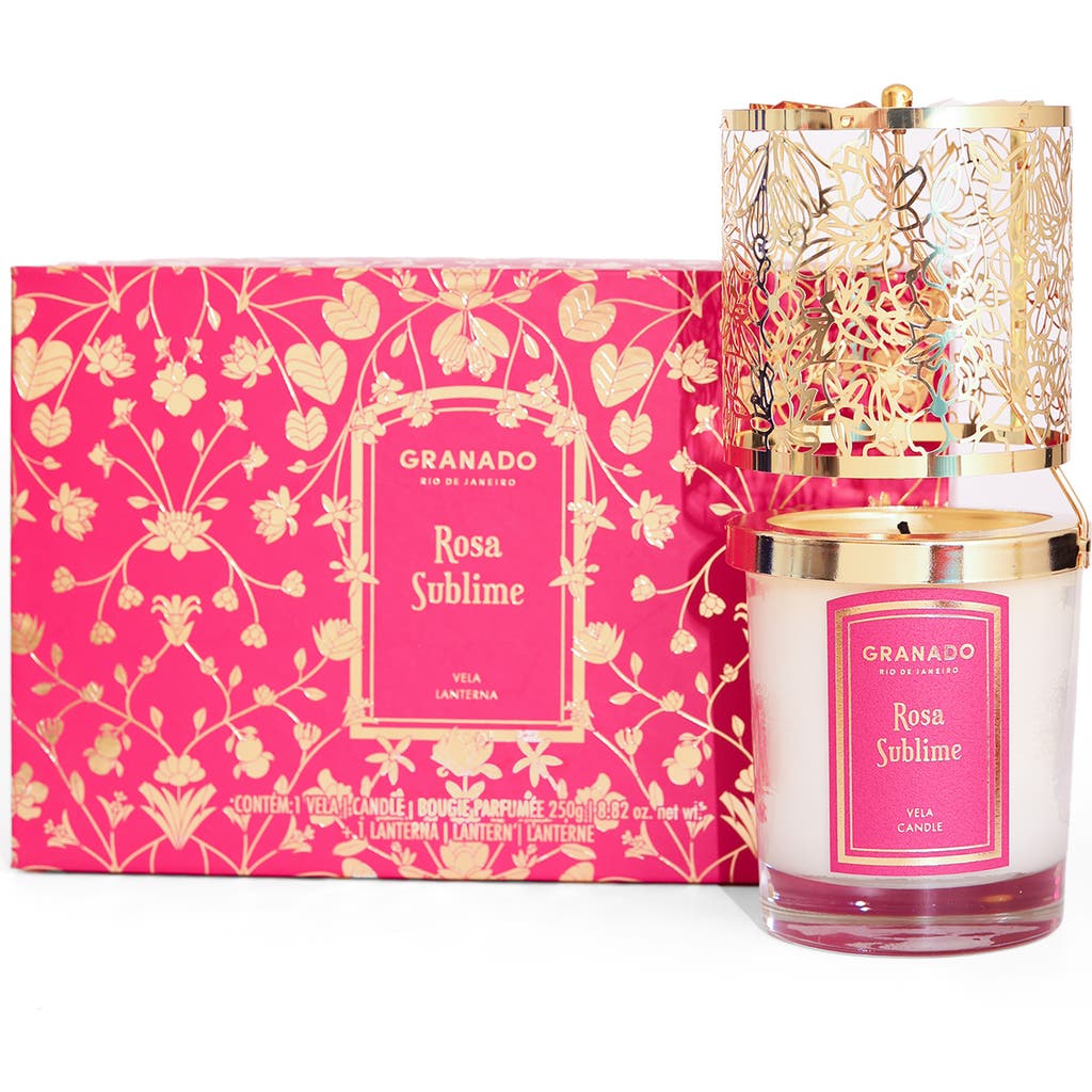 Granado Rosa Sublime Scented Candle & Lantern Set In Pink