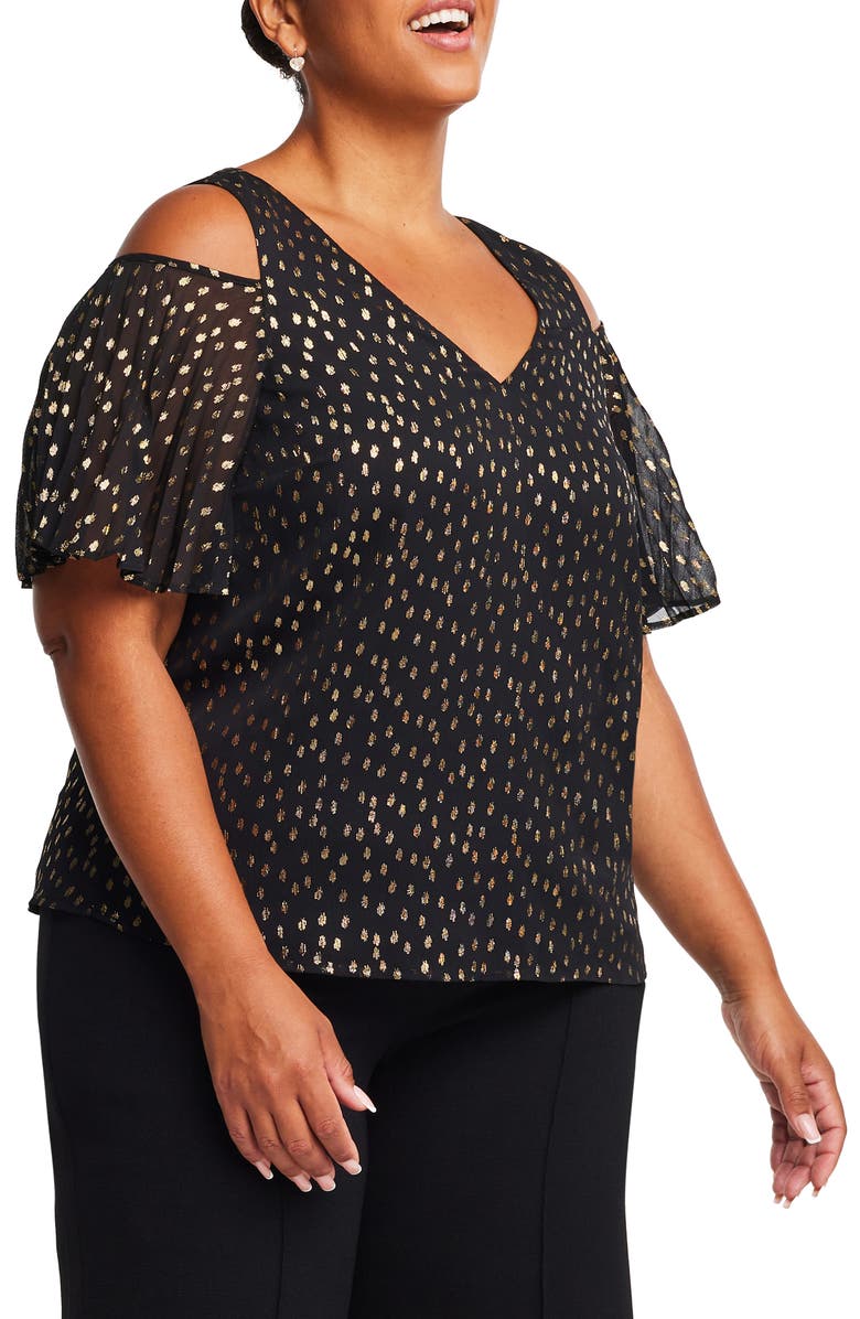 Estelle Gold Dust Cold Shoulder Top, Alternate, color, 