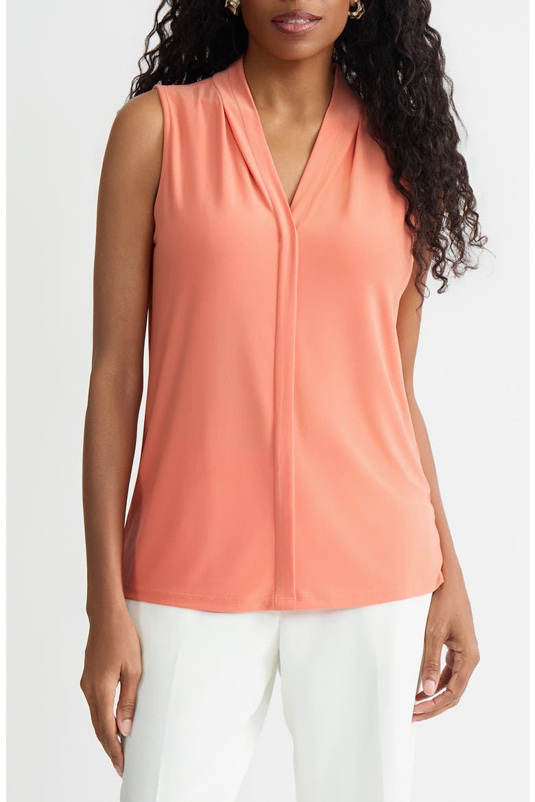 Pleated Sleeveless Top, Main, color, MANDARIN