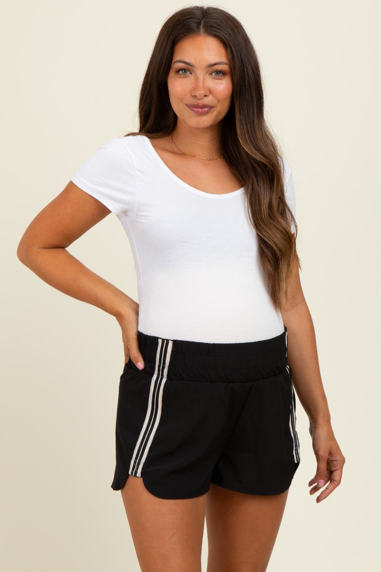 Stripe Detail Active Shorts, Main, color, Black