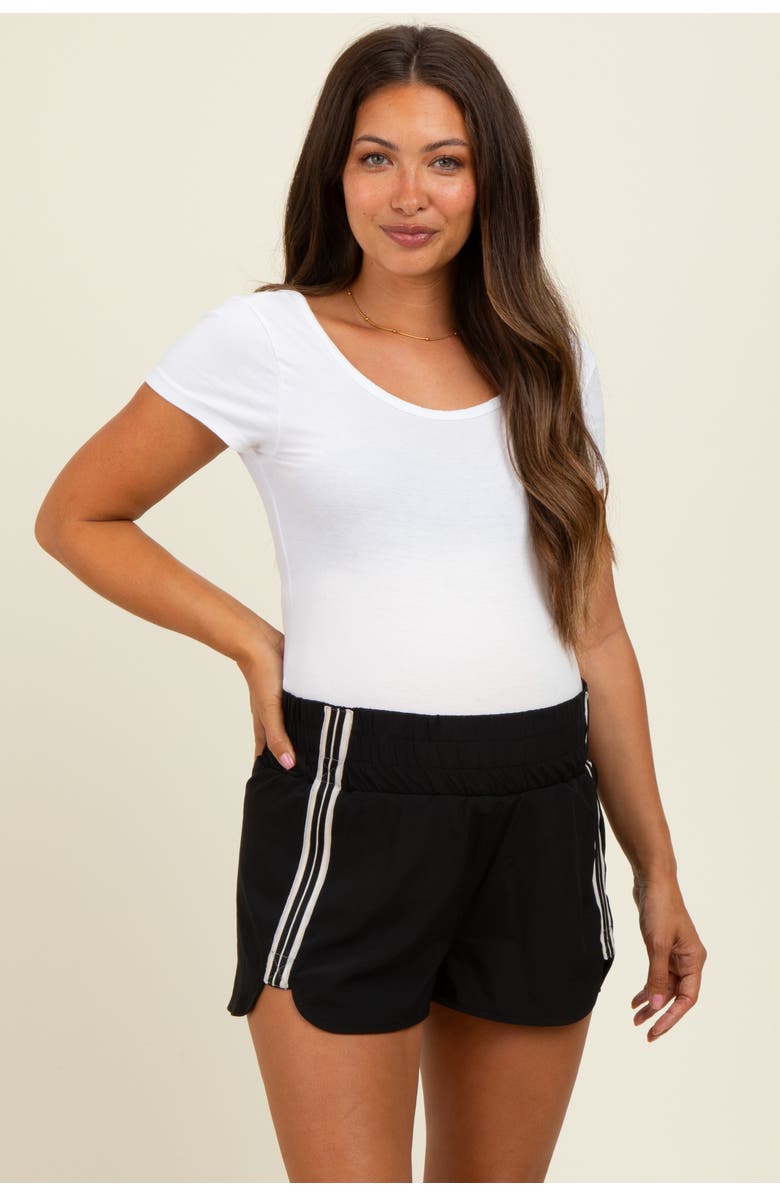 PinkBlush Stripe Detail Active Shorts, Main, color, Black