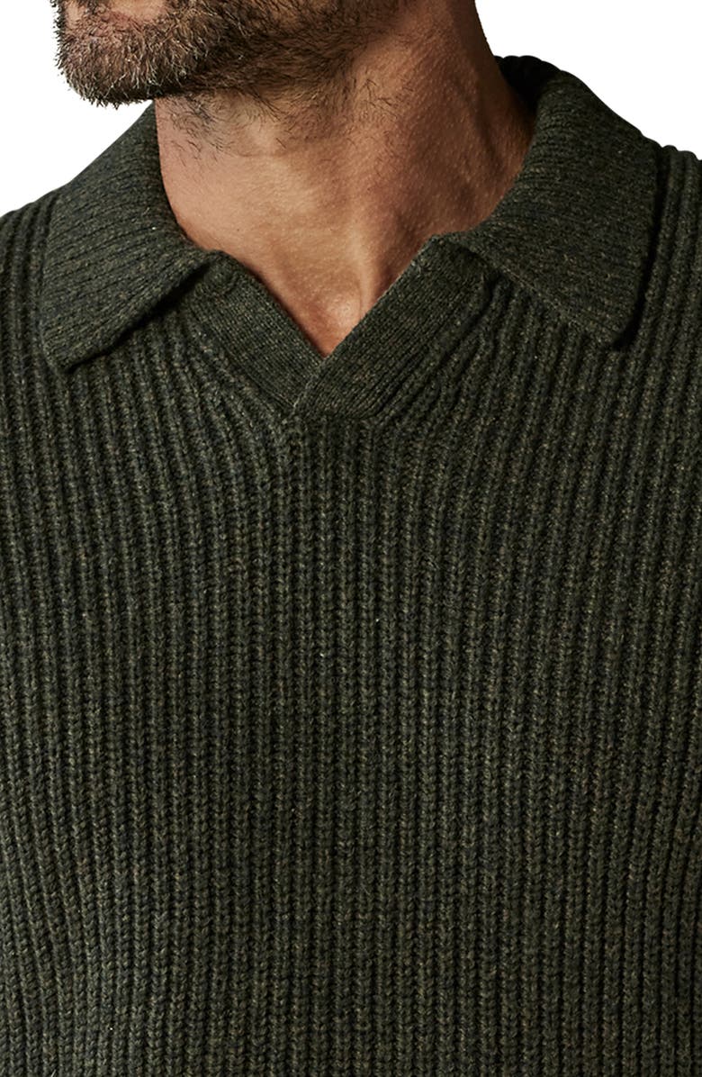 The Normal Brand Ribbed Cotton Blend Polo Sweater, Alternate, color, Olive