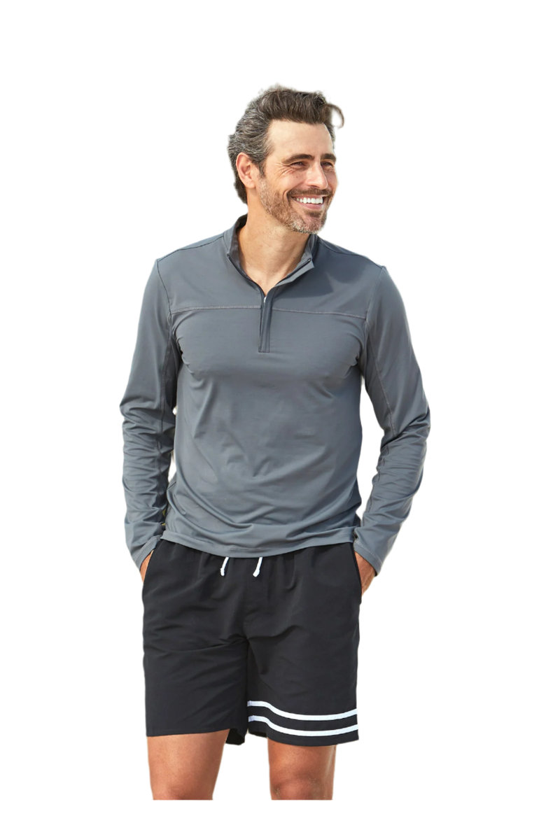 Cabana Life Men's Sport Zip Top, Main, color, Grey