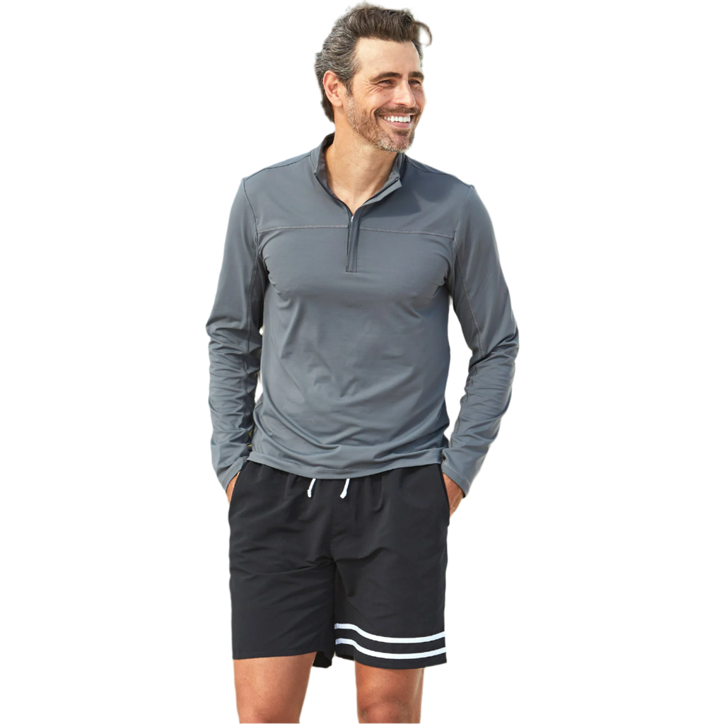 Shop Cabana Life Sport Zip Top In Grey