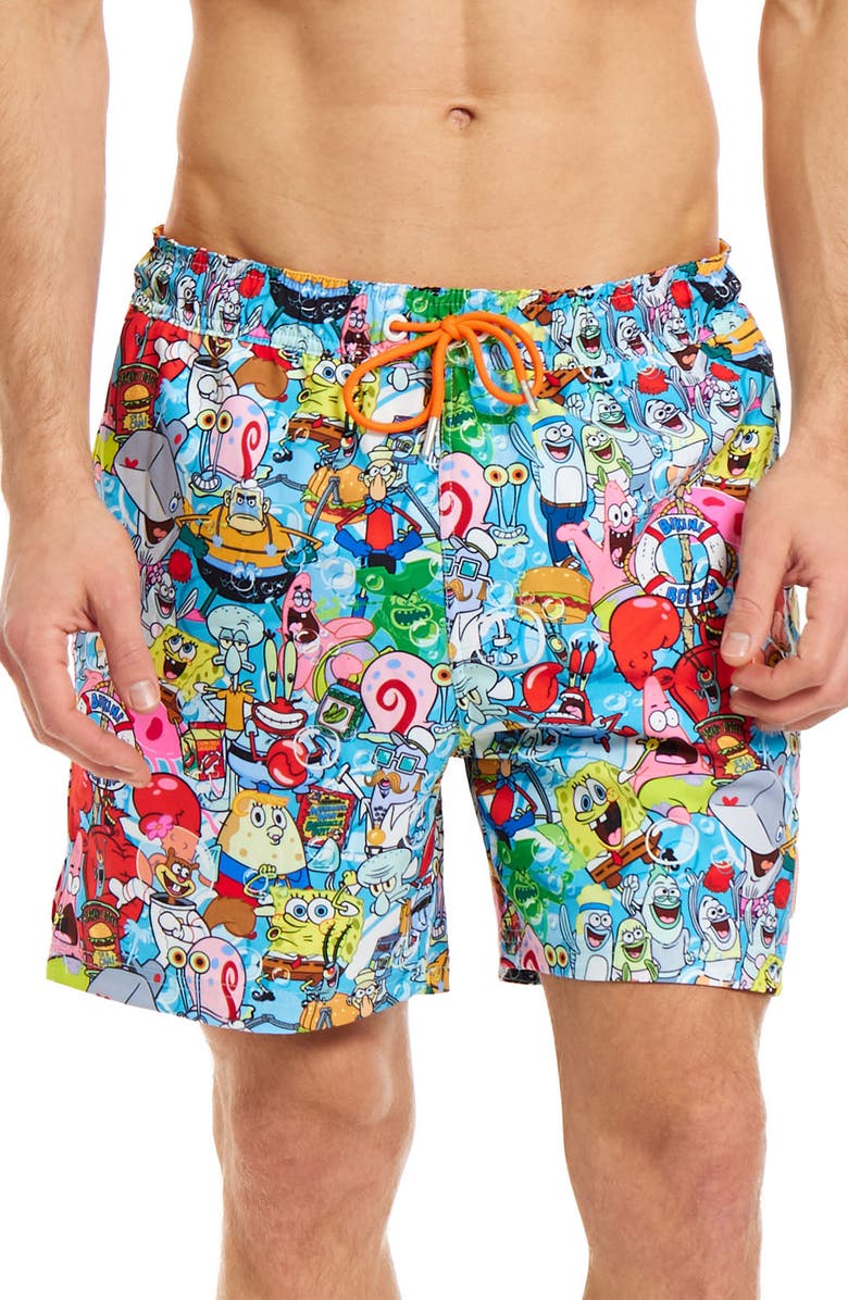 OppoSuits SpongeBob Frenzy Stretch Swim Trunks, Main, color, 