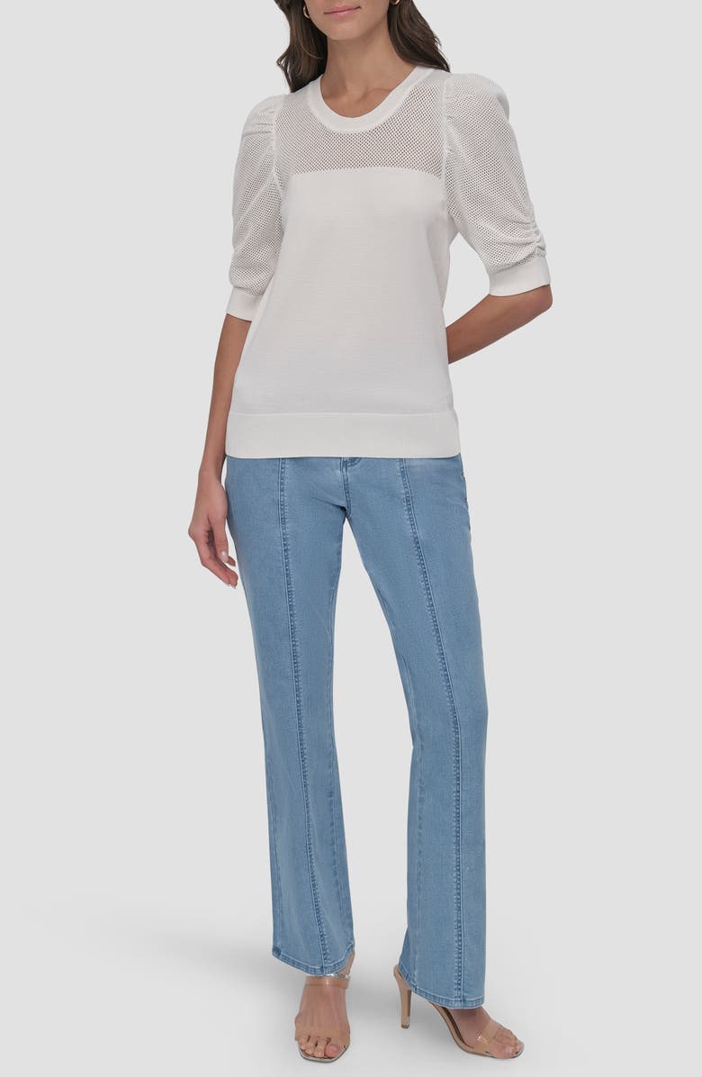 DKNY Puff Sleeve Sweater, Alternate, color, Ivory