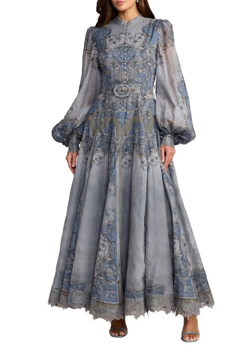 Bishop Sleeve Printed Cotton A-Line Dress