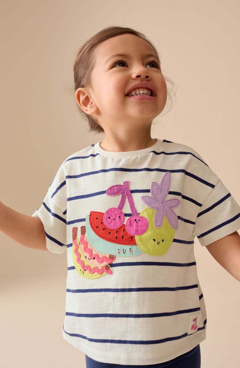 NEXT Kids' Fruit Appliqué T-Shirt & Cycle Shorts Set, Alternate, color, Blue Multi