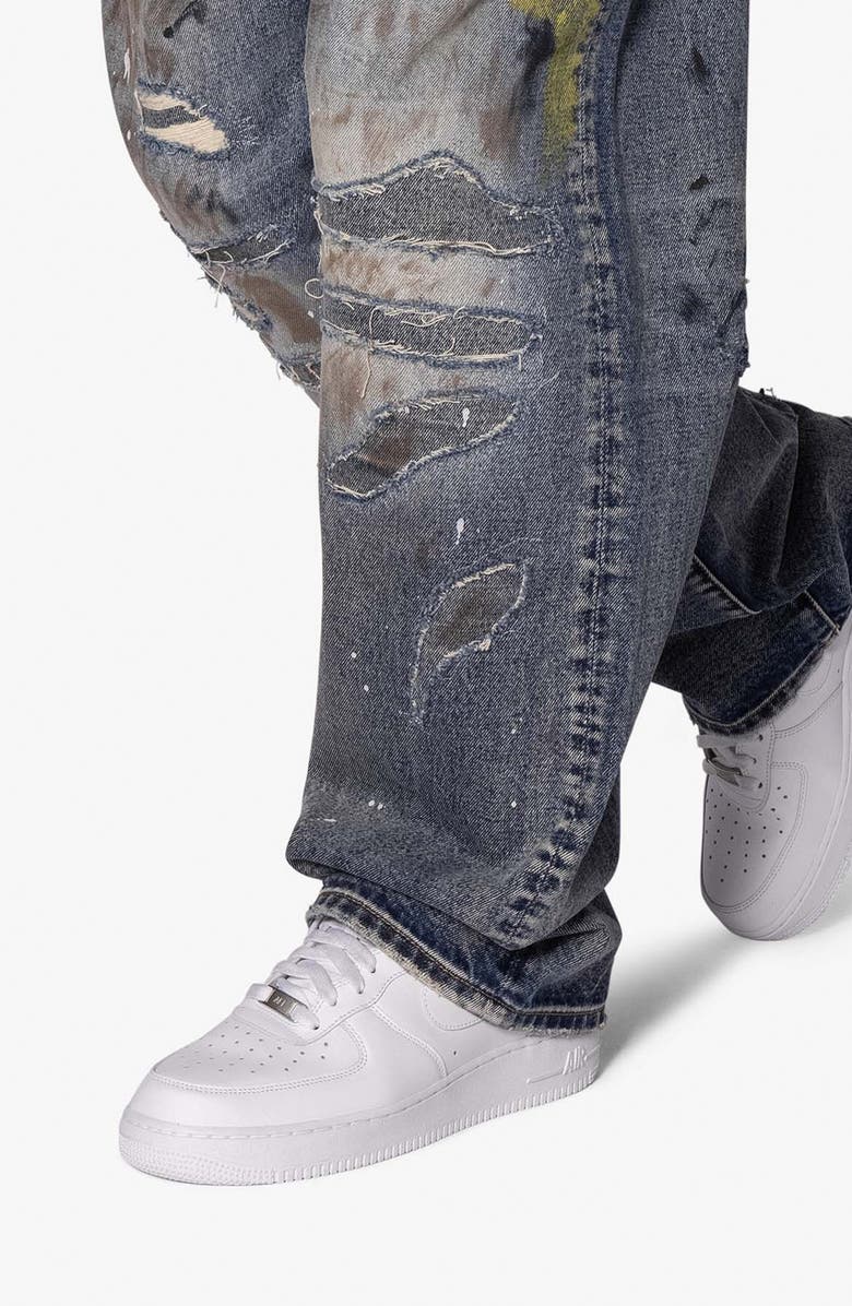 mnml Ultra Baggy Ripped Jeans, Alternate, color, Light Blue