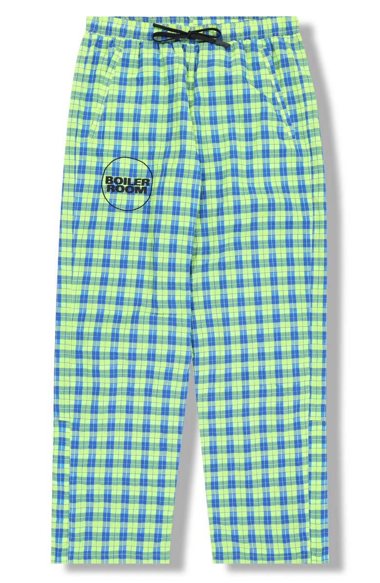 PLEASURES x Boiler Room Practice Plaid Track Pants, Alternate, color, Neon