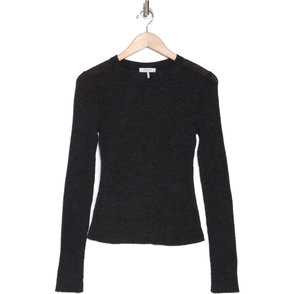 Rag & Bone Emily Ribbed Wool Sweater In Charcoal