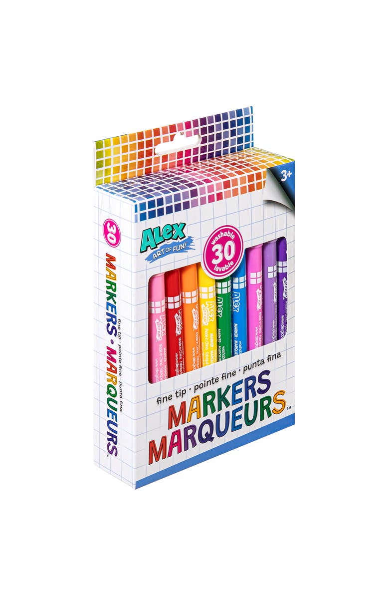 ALEX Art Of Fun Fine Tip Markers 30 Pack, Washable, Kids & Adults, Alternate, color, Multicolored